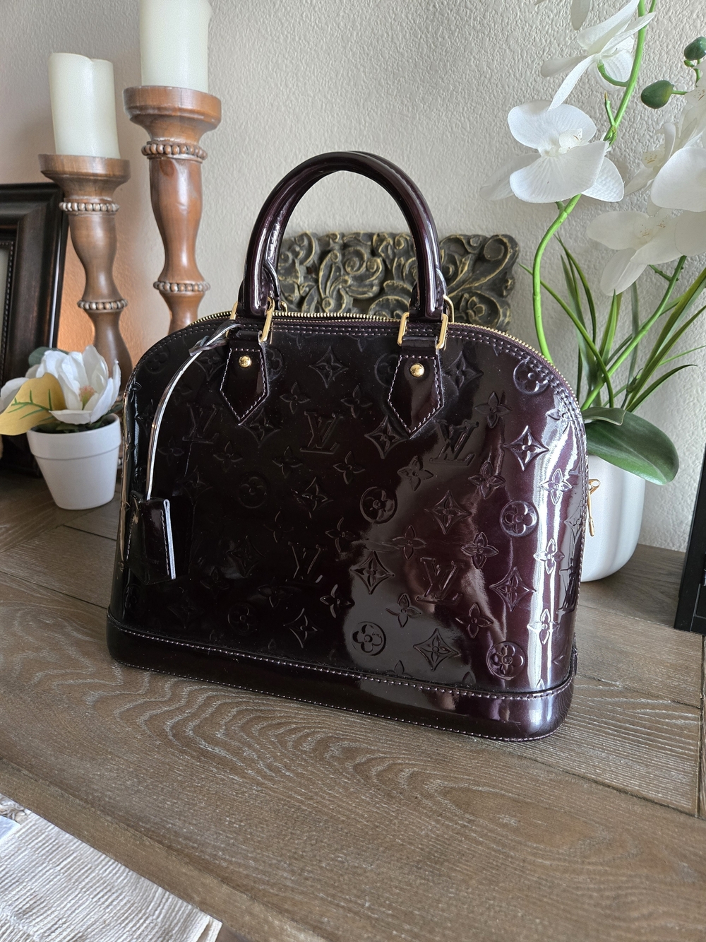 Louis Vuitton Vernis Alma in Deep Wine